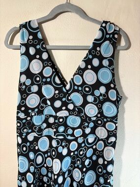 DCC Black Dress with Light Blue and White Circle Print